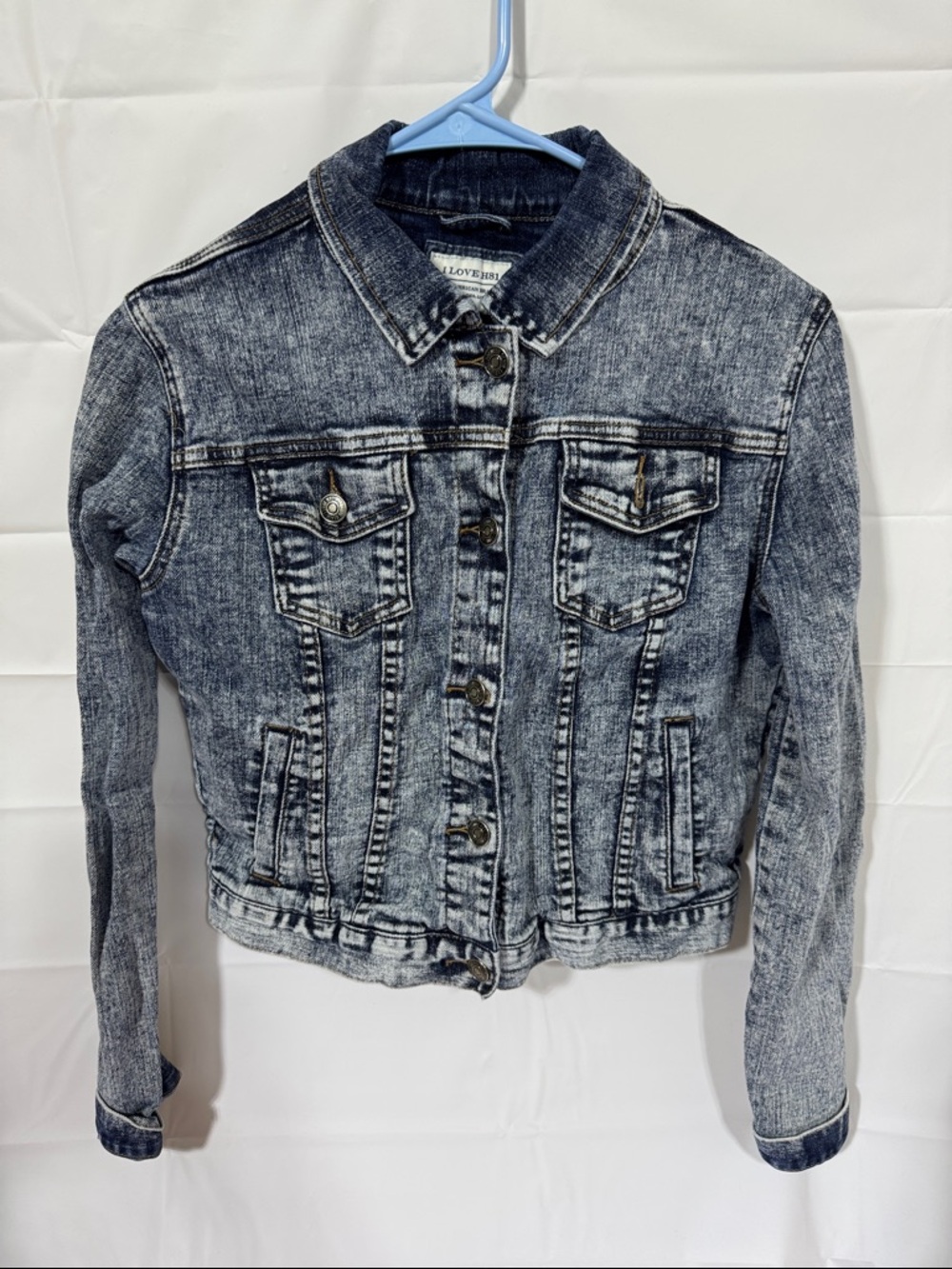 I love h81 Acid Wash Jean Jacket
Children Size lg